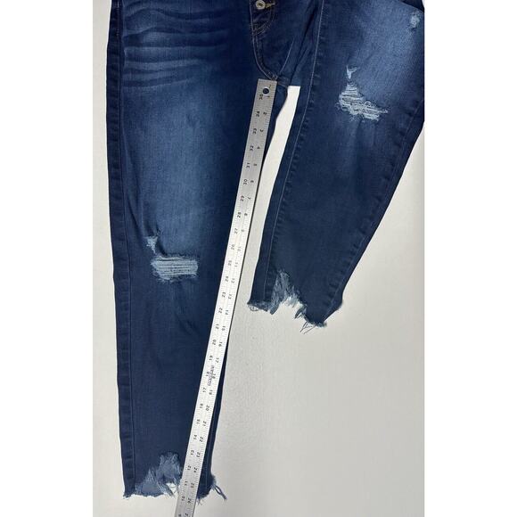 Kancan Jeans Womens 15 31 Kitson High Rise Ankle Skinny Blue Denim Distressed - Picture 11 of 13